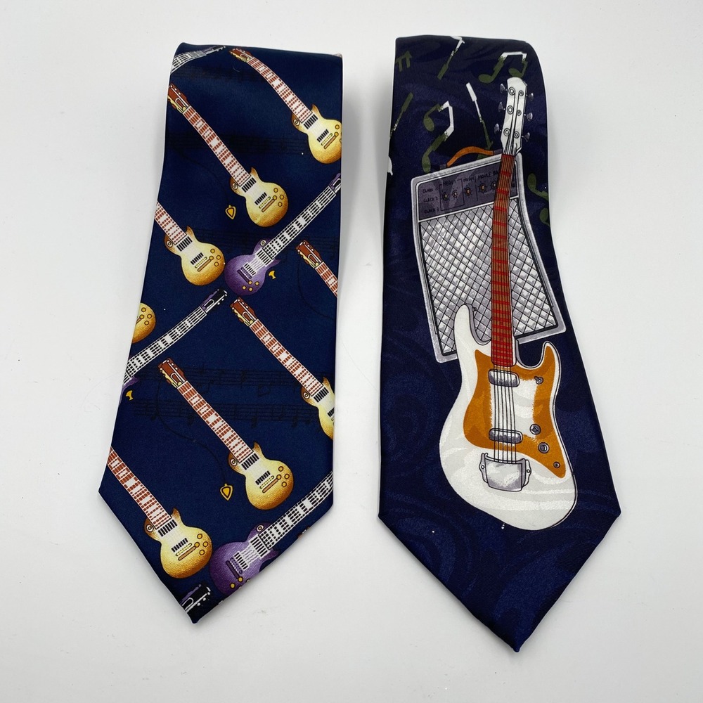 Guitar Musical Notes Necktie Lot C.J. Andrews Steven Harris Men's‎ Novelty Ties